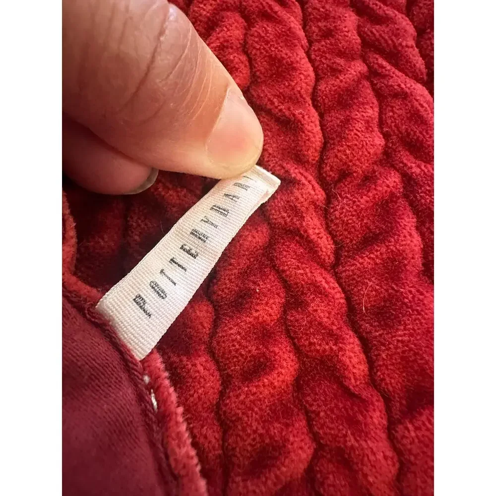 Pottery Barn Washed Red Velvet Quilt Full/Queen